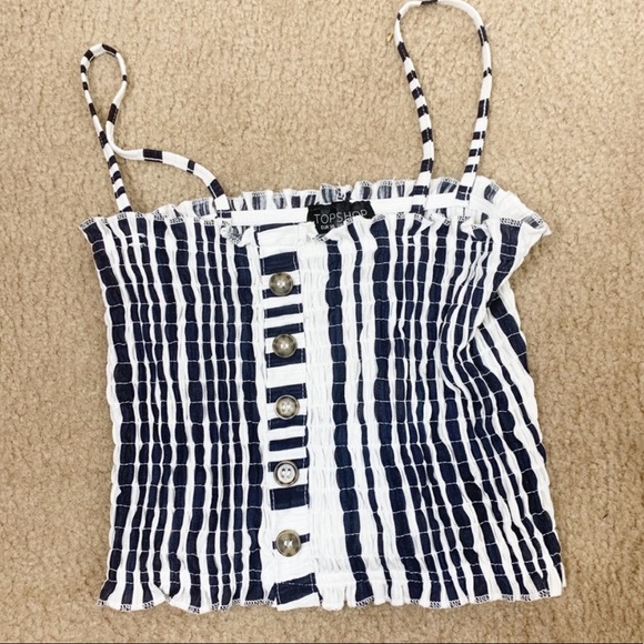 Topshop striped lettuce trim crop top - Picture 1 of 4